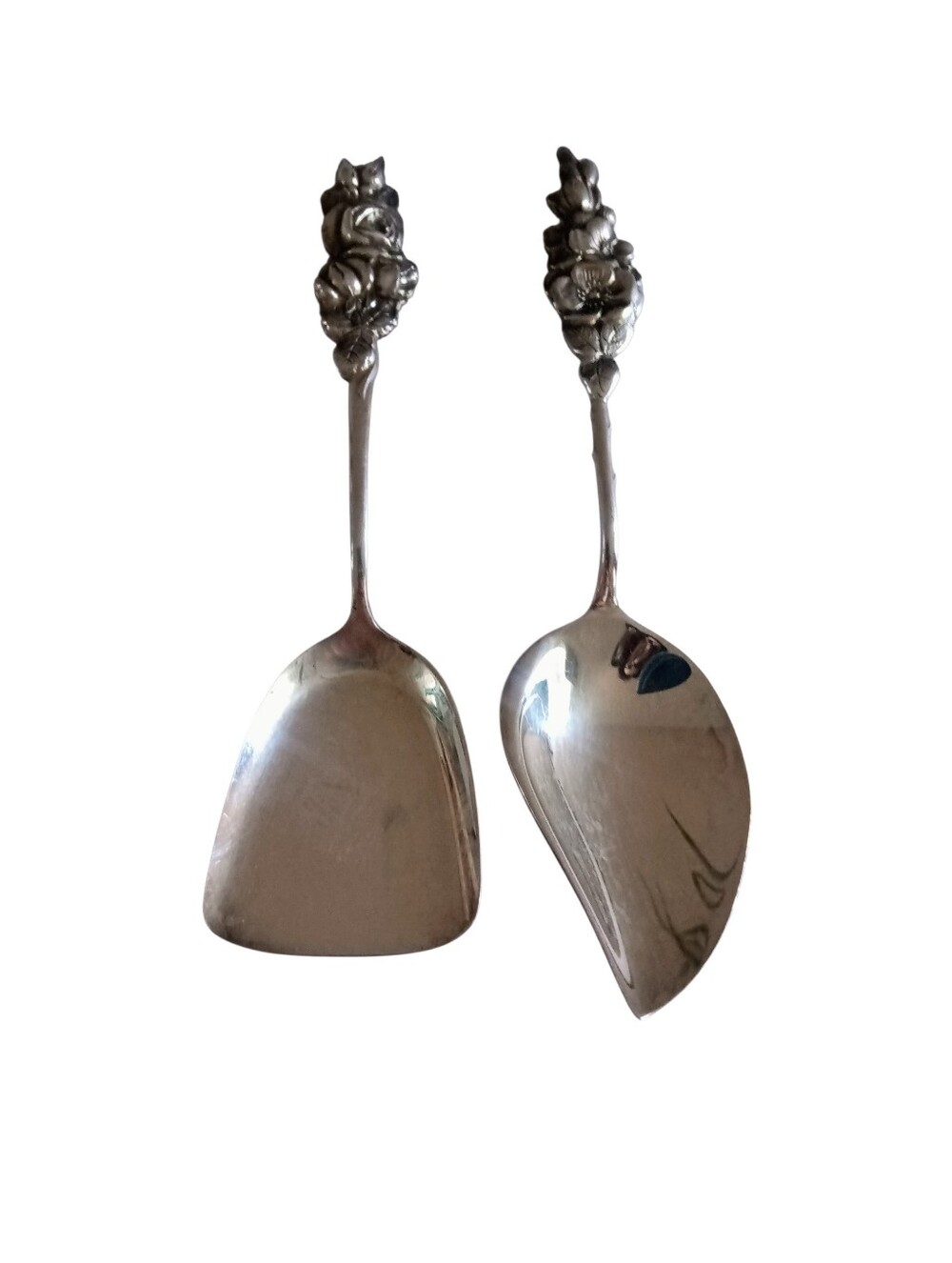 VTG Reed & Barton Set Of Two Spoons Ornate Floral Rose Handle